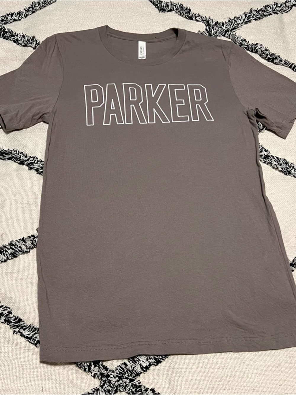 Bella + Canvas Taupe Crewneck Tee with White Parker Size M
